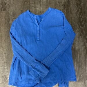 Aerie Blue Long Sleeve Henley Top